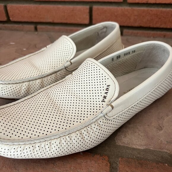 White Prada Loafers size 10